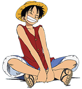 Luffy con su tipica apariencia de Uke