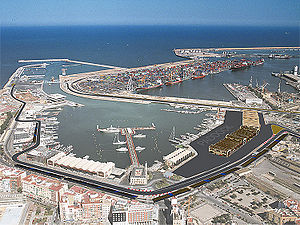 Vista aérea del circuito, junto al puerto